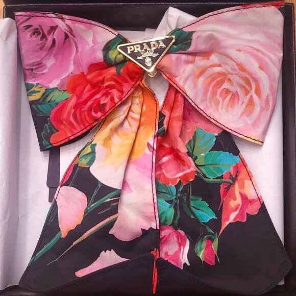 Prada Floral Re-Nylon Hair Bow - Picture 1 of 3